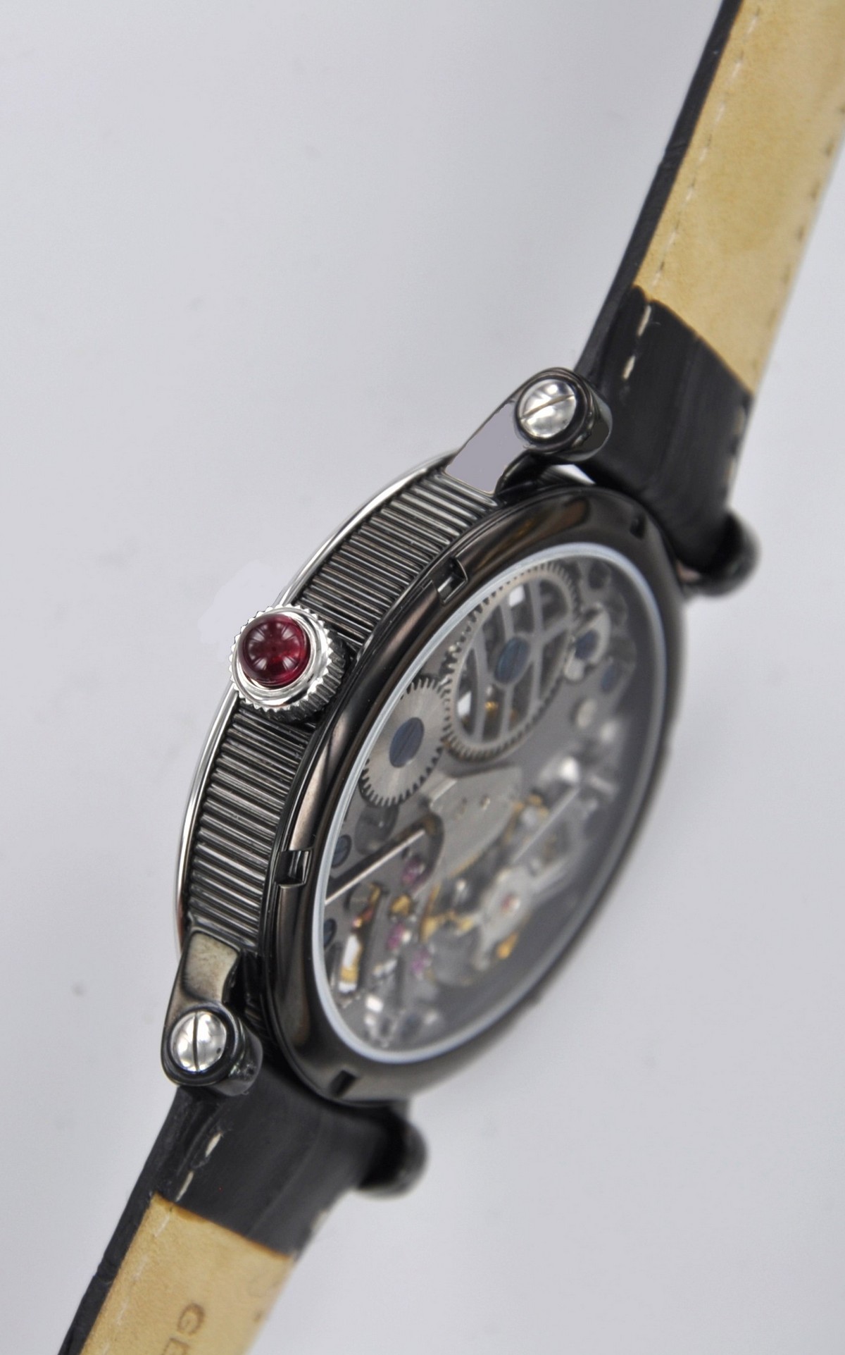 Montre Automatique Squelette - Cadran Ouvert Mécanique - Bracelet Cuir Noir - Homme - Neuve Avec étiquettes