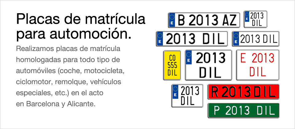Placas De Matrícula Para Automoción En Barcelona Y Alicante 5592